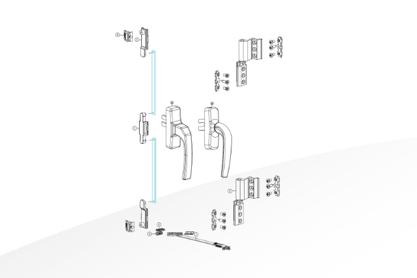 Simple two locking hardware for inward-open window